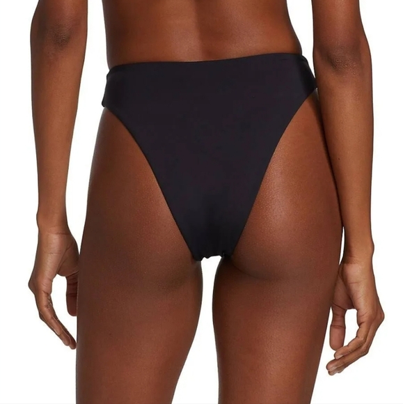 NWOT TIE HI CUT TIE FRONT BIKINI BOTTOM, BLACK L - Picture 2 of 6